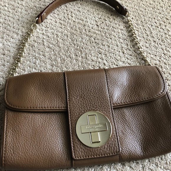 Kate Spade Brown Leather Purse w/Gold Chain Strap - Picture 2 of 13